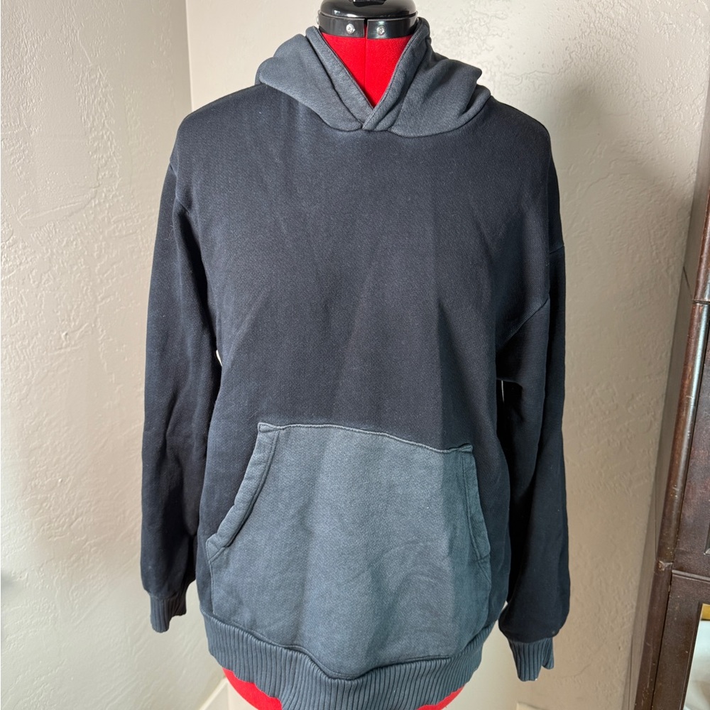 Cotton Citizen Boston Black Gray Colorblock 100% Cotton Hoody Sweatshirt Size S
